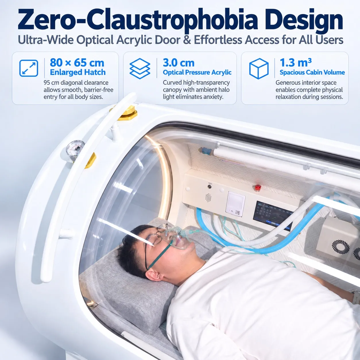 2.0 ATA Lying Hyperbaric Chamber for Clinics and Wellness Centers