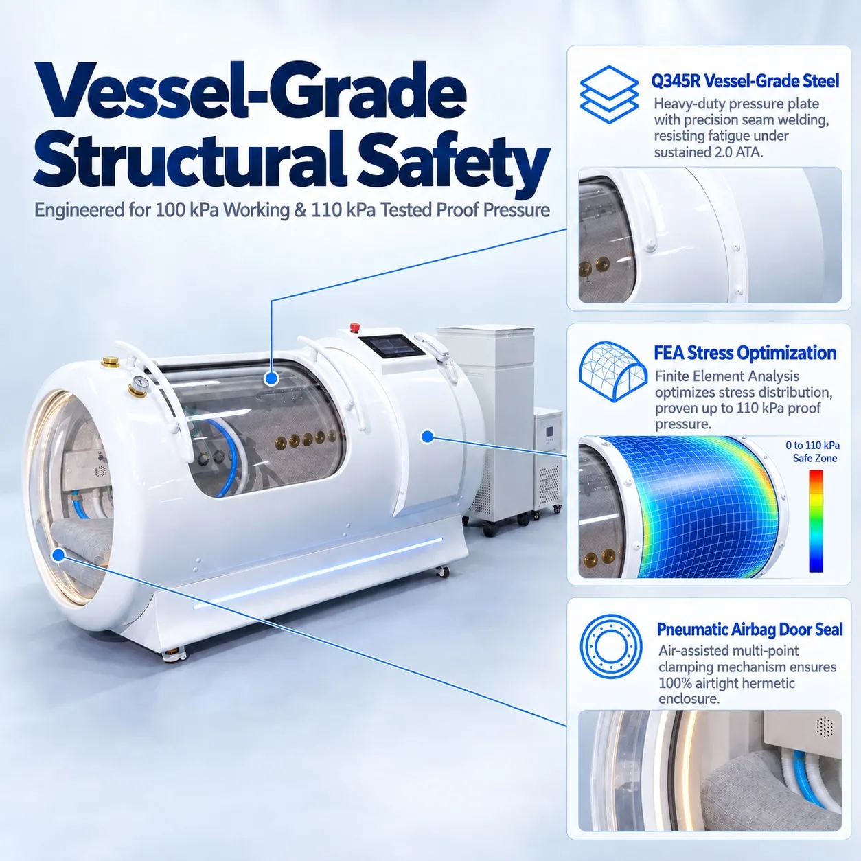 2.0 ATA Lying Hyperbaric Chamber for Clinics and Wellness Centers